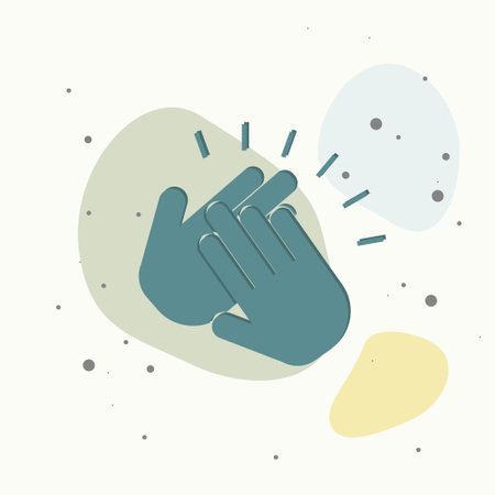 Applause icon. A symbol of clapping. Business illustration workflow on multicolored background. Layers grouped for easy editing illustration. For your design.のイラスト素材