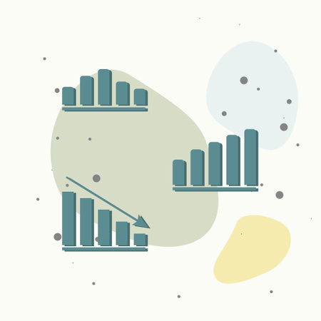 Business set chart of income and expenses on multicolored background. Layers grouped for easy editing illustration. For your design.のイラスト素材