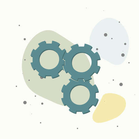 Vector icon three gears wheel. Illustration gears in motion on multicolored background. Layers grouped for easy editing illustration. For your design.のイラスト素材