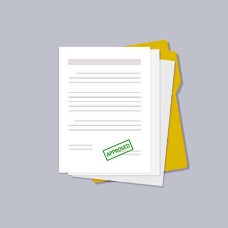 Vector icon document accepted on white isolated background. Layers grouped for easy editing illustration. For your design.のイラスト素材