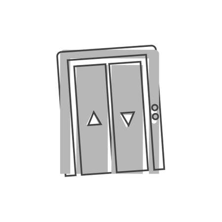 Elevator vector icon with button on white isolated background.Layers grouped for easy editing...