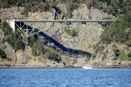 Deception Pass bridge, Washintonの写真素材