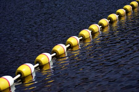  Safety buoys at swimming beach, Deception Pass State park, Washington State, USAの写真素材