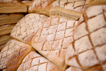 Freshly baked bread in a stall at a wine festival in Poland, Zielona Gora 04.09.2022