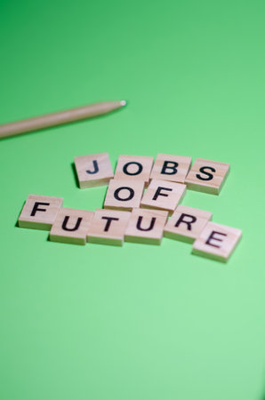 Concept of jobs of the future. Selective focus on Inscription jobs of the future on blurred...