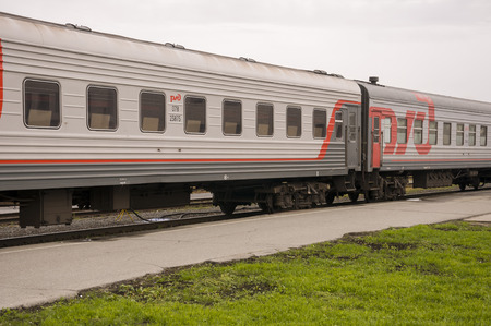 New Urengoy, YaNAO, North of Russia. September 1, 2013. Train of Russian Railwaysのeditorial素材