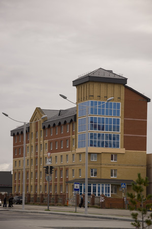 New Urengoy, YaNAO, North of Russia. September 1, 2013. Modern business offices on the 26th Congress of the CPSU streetのeditorial素材