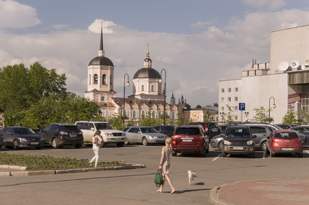 Tomsk, Russia, Lenin Square. July 10, 2017. Central part of the city. Walking streets in summerのeditorial素材