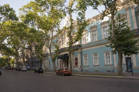 Odessa, South of Ukraine, Greek street, July 10, 2018. Ancient buildings. Walking on the city...