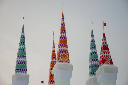 Outdoor decoration and illumination on Christmas holidayの写真素材