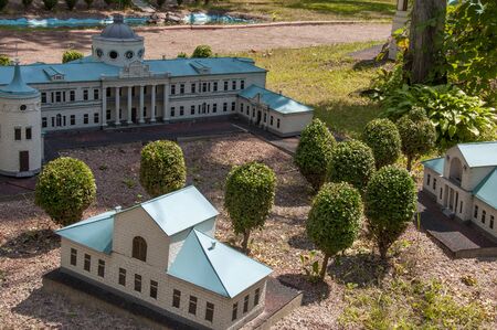 Kiev, Ukraine. Metro Hydropark, Brovarsky Avenue. September 09, 2019. Park museum Kiev in miniatureのeditorial素材