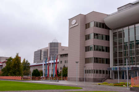 Surgut, Russia, Grigory Kukuevitsky str., 1, building 1, May 10, 2022. Office of Surgutneftegaz Open Joint Stock Company. editorial (1)のeditorial素材