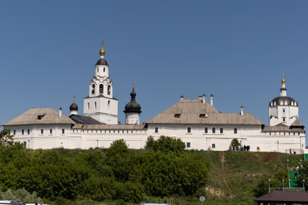 Assumption Cathedral on the banks of the Volga River, Sviyazhsk, Tatarstan, Russiaの写真素材
