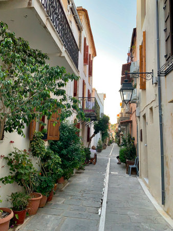 Street in the old district of the city on the island of Crete