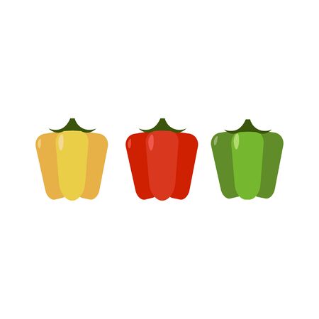 Set of three peppers. Yellow, red and green pepper.のイラスト素材