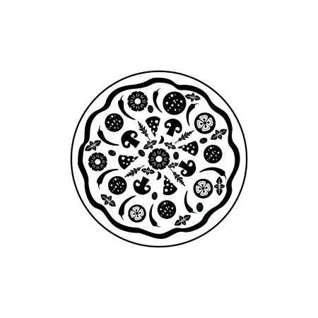 Icon Pizza isolated on white background. Food silhouette. Vector illustrationのイラスト素材