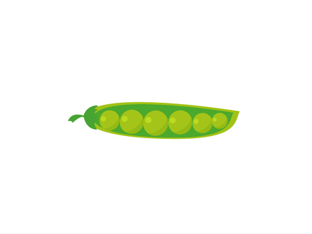 green peas isolated on white background, set with whole and open peas in podsのイラスト素材