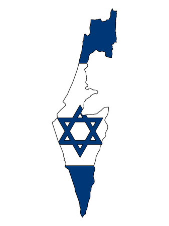Israel map painted in the color of the flag. Map within the borders of the United Nationsのイラスト素材