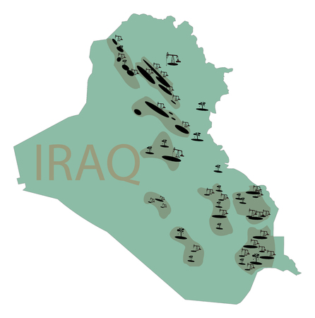 Reservoirs of oil in Iraq. Irak map with deposits of oil. Subsurface reservoirs of petroleumのイラスト素材