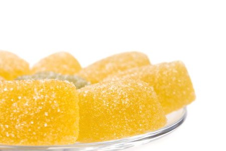 colorful fruit jelly candies on a plateの写真素材