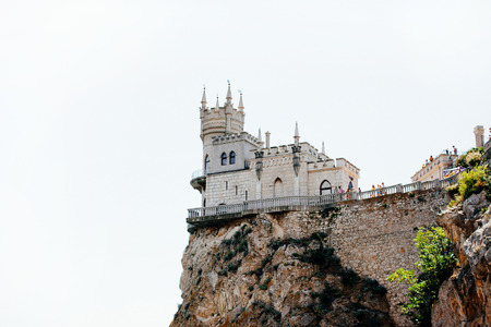 Crimea Yalta Swallow's Nest Sea city landmark restaurant rock cliffs restaurant on the cliff castle on the rockのeditorial素材
