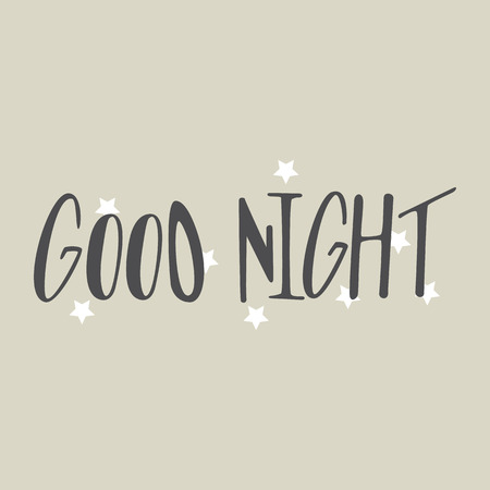 Good night hand drawn lettering cute illustration with starsのイラスト素材