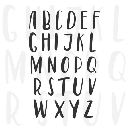 Unique handdrawn alphabet. Latin letters drawn by brush. Vector ABC with real texture - letters...
