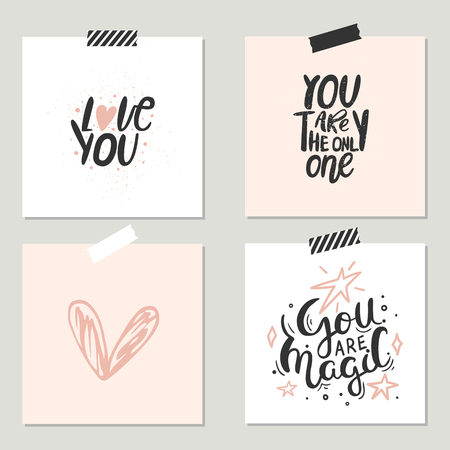 Unique hand lettering romantic quote for design greeting cards, photo overlays, holiday invitations.のイラスト素材