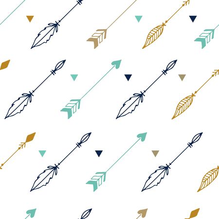 Cute hand drawn arrows seamless pattern. Vector illustration in boho styleのイラスト素材