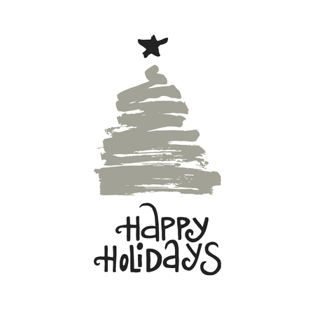 Happy Holidays with Christmas treeのイラスト素材