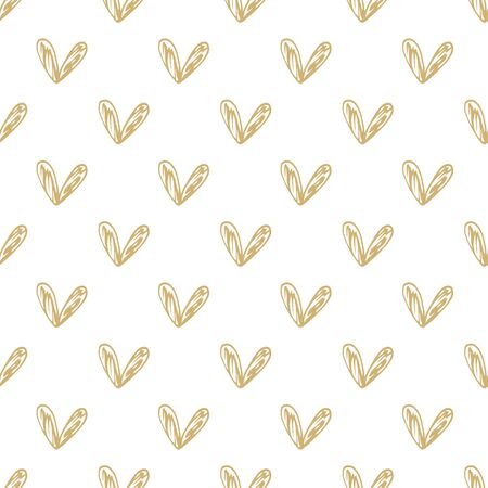 Hand drawn hearts made with brush seamless pattern background.のイラスト素材
