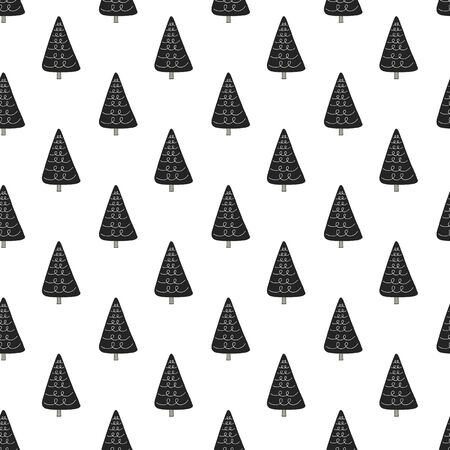 Cute winter hand drawn pattern with Christmas trees. New Year illustrationのイラスト素材