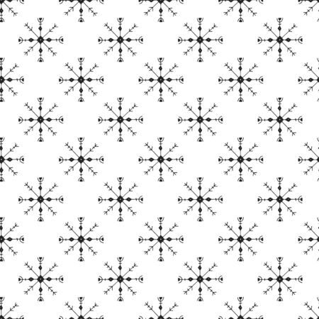 Winter hand drawn seamless pattern with snowflakes Vector illustration.のイラスト素材
