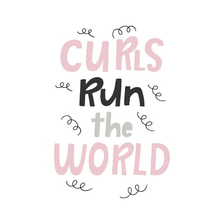 Curls run the world hand drawn illustration.のイラスト素材