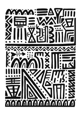 Unique hand drawn poster with abstract shapes in Scandinavian style vector illustration.のイラスト素材