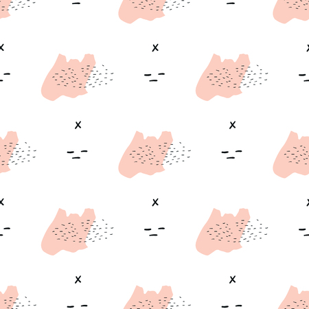 Unique hand drawn seamless pattern with abstract shapes. Vector illustration in scandinavian styleのイラスト素材