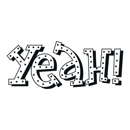 Yeah - cute unique nursery hand drawn lettering. Color kids vector illustration in scandinavian style.のイラスト素材