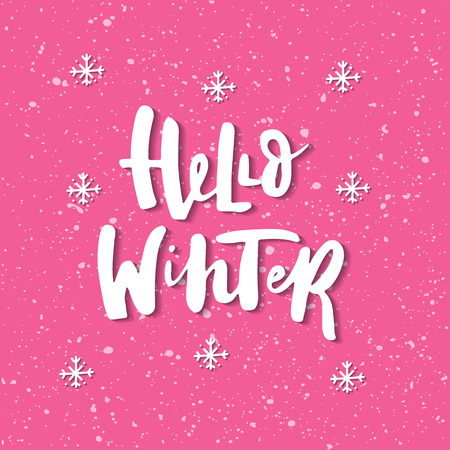 Hello winter - Christmas and New Year phrase. Handwritten modern lettering for cards, posters, t-shirts, etc. Vector illustration.のイラスト素材
