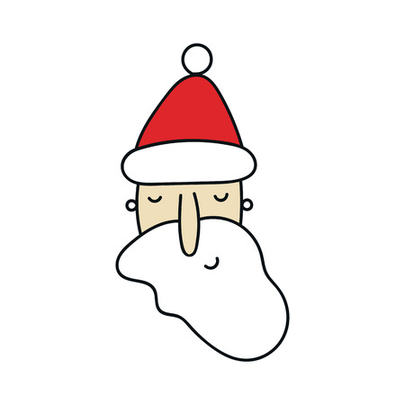 New Year card with cute hand drawn Santa face. Cute and fun vector illustration.のイラスト素材