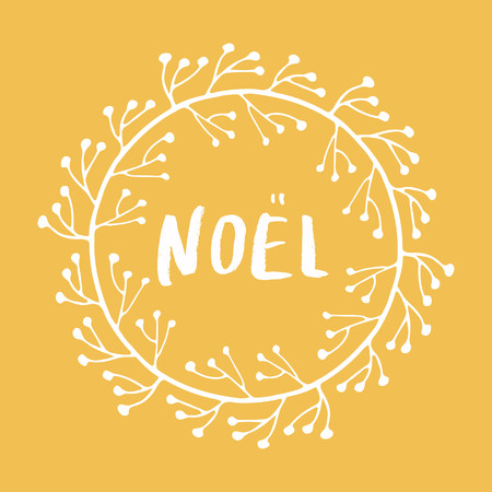 Noel - Christmas and New Year phrase. Handwritten modern lettering for cards, posters, t-shirts, etc. Vector illustration.のイラスト素材