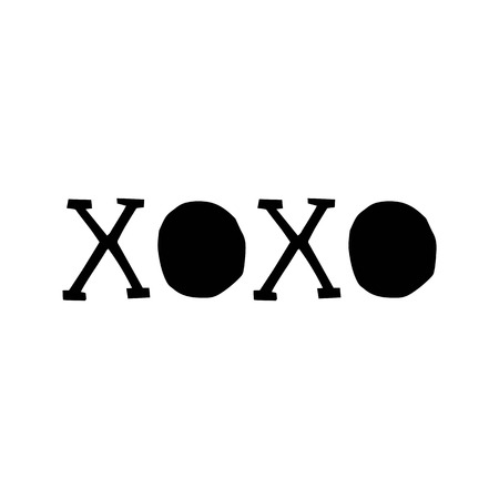 xoxo - fun lettering phrase cut out of paper in scandinavian style. Vector illustration.のイラスト素材
