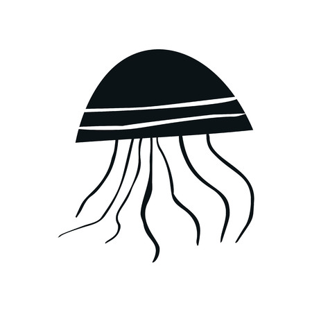 Summer kids poster with a jellyfish cut out of paper. Vector illustration.のイラスト素材