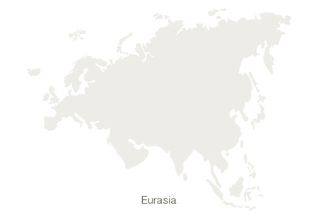 Mockup of Eurasia map on a white background. Vector illustration template.のイラスト素材