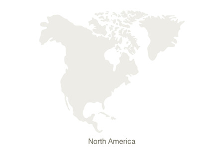 Mockup of North America map on a white background. Vector illustration template.のイラスト素材