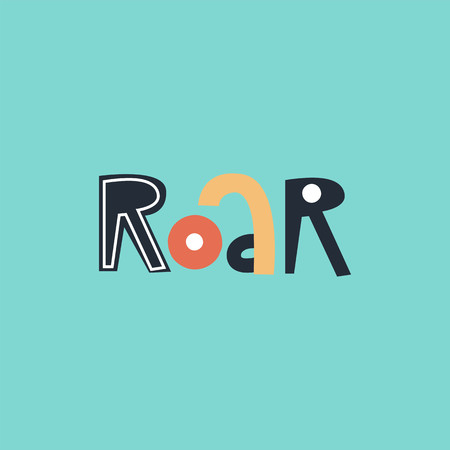 Roar - fun colorful hand drawn lettering for kids print. Vector illustration.のイラスト素材