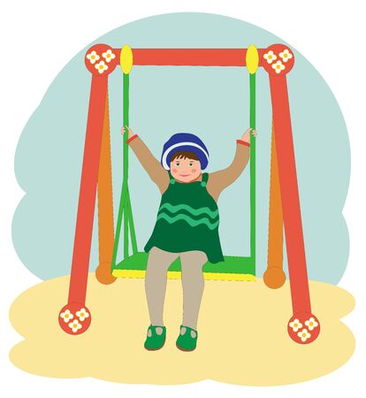 Little girl on a swingのイラスト素材