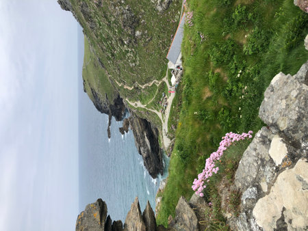 The Island, Tintagel, Cornwall, England, United Kingdom, UK. A medieval fortification on Tintagel...