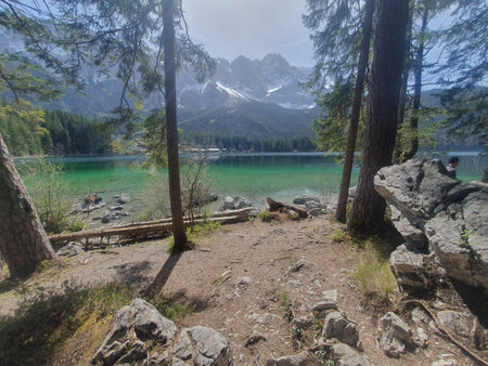 Landscape of Eibsee lake in Germany, Bavaria