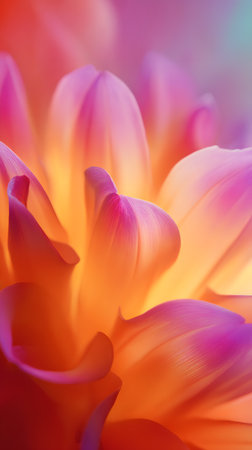 Close up of orange dahlia flower petals. Soft focusの素材