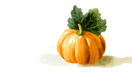 Pumpkin isolated on white background. Hand drawn watercolor illustrationの素材